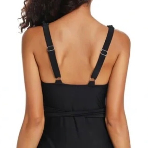 NWT DixPerfect Hermosa Swimsuit Size Large Black Ruffle Wrap Tie One Piece - Picture 3 of 12